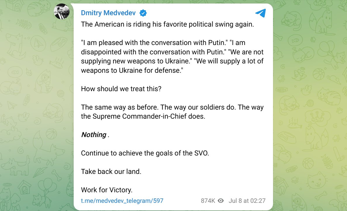 Medvedev urges ignoring Trump, advancing in Ukraine