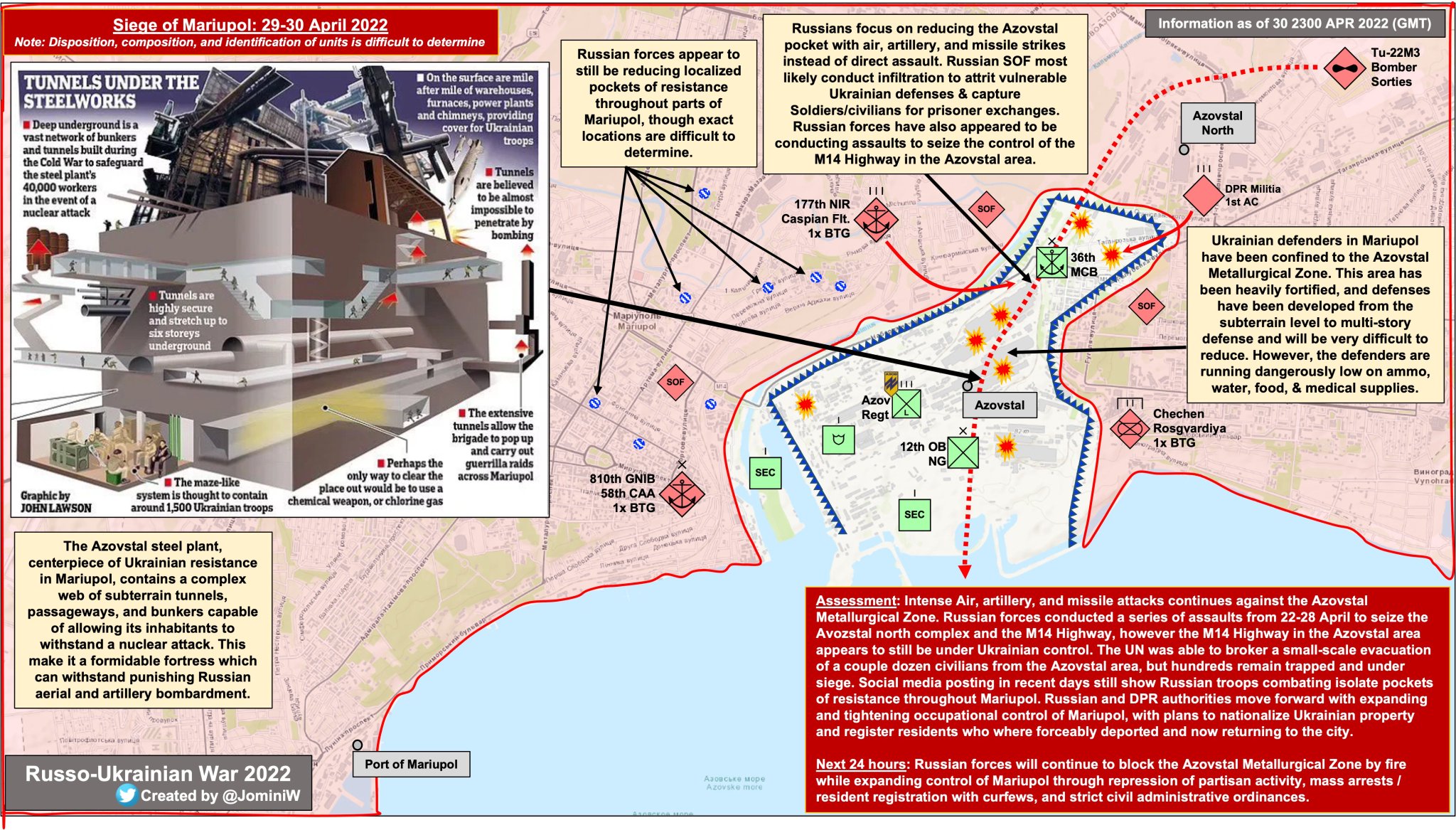 Russian assaults on Azovstal and M14 in Mariupol