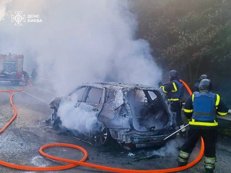 UAV debris sparks fire, injures person in Kyiv