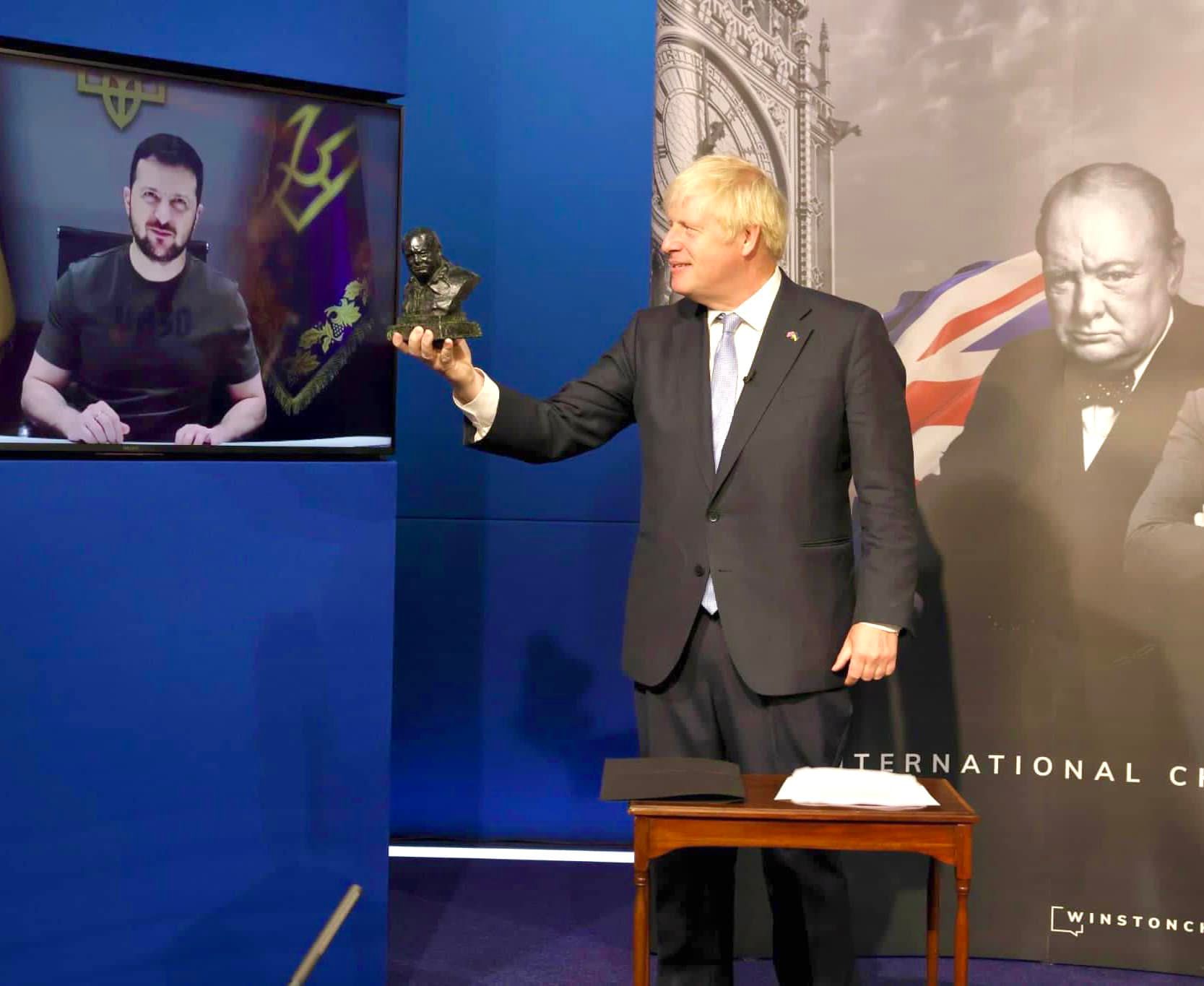Zelenskyy receives Churchill Award from Johnson