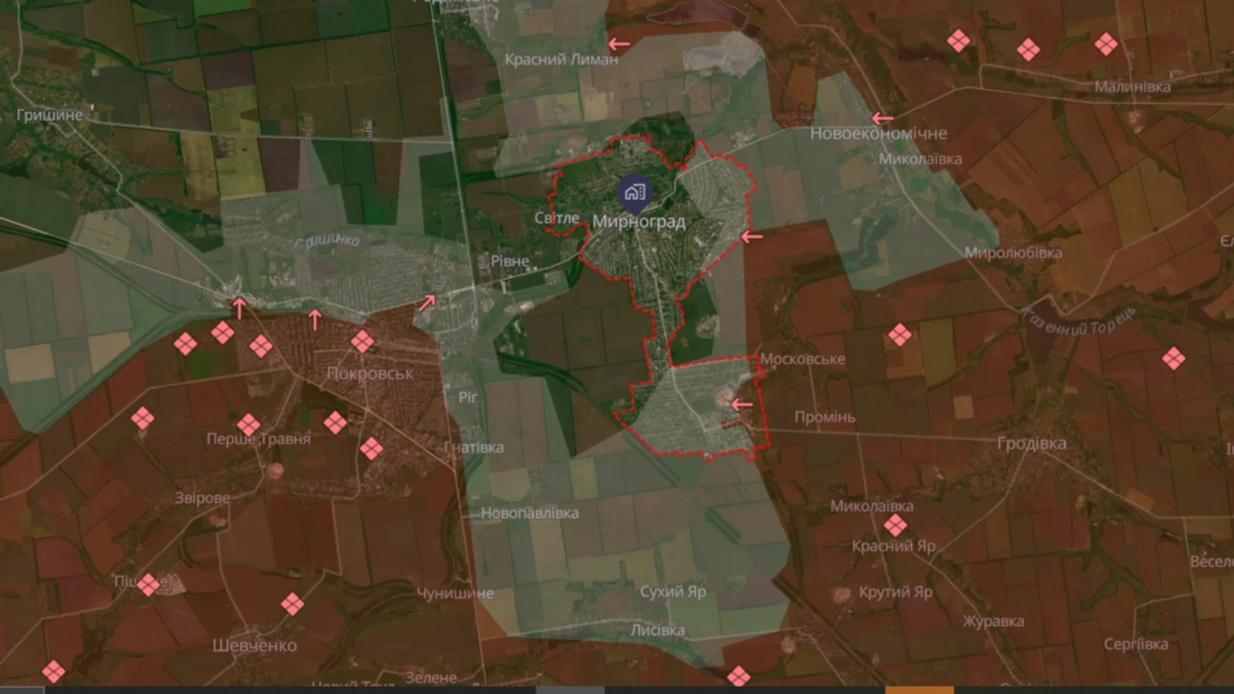 Marines report Myrnohrad in Donetsk Oblast is completely encircled