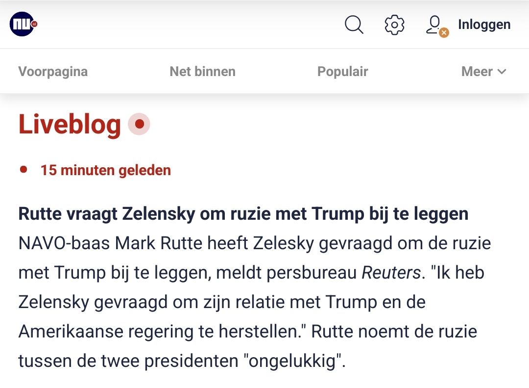 Rutte demande à Zelensky de rétablir lien avec Trump