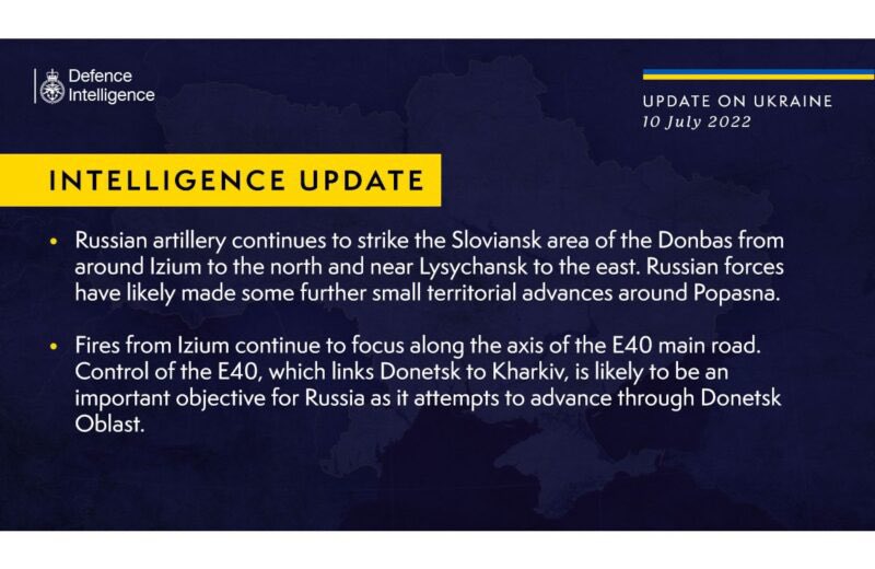 British Defense Intelligence Update on Ukraine War