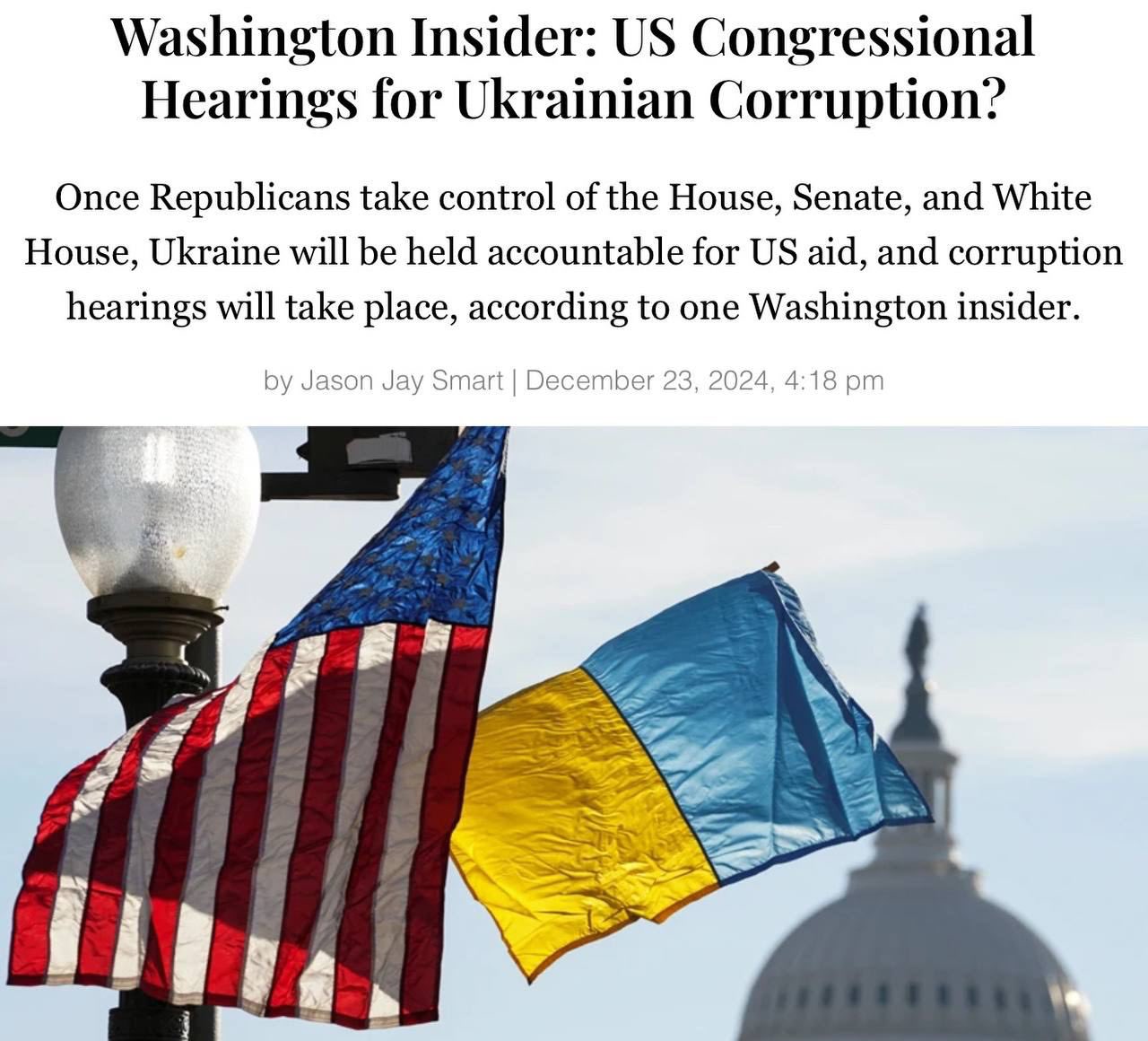 Ukraine held accountable for US aid once Republicans arrive