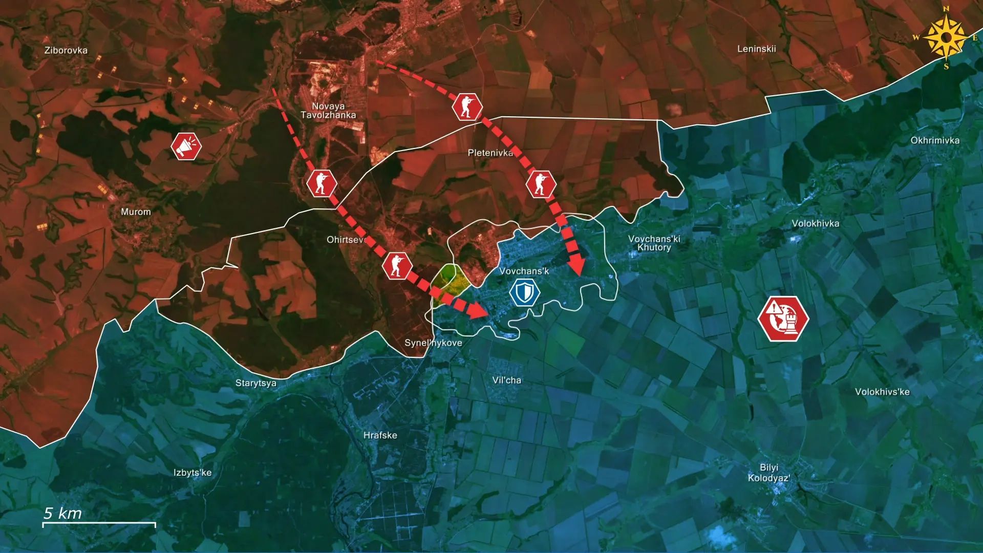 Russia claims Vovchansk capture; flag bearer killed planting flag