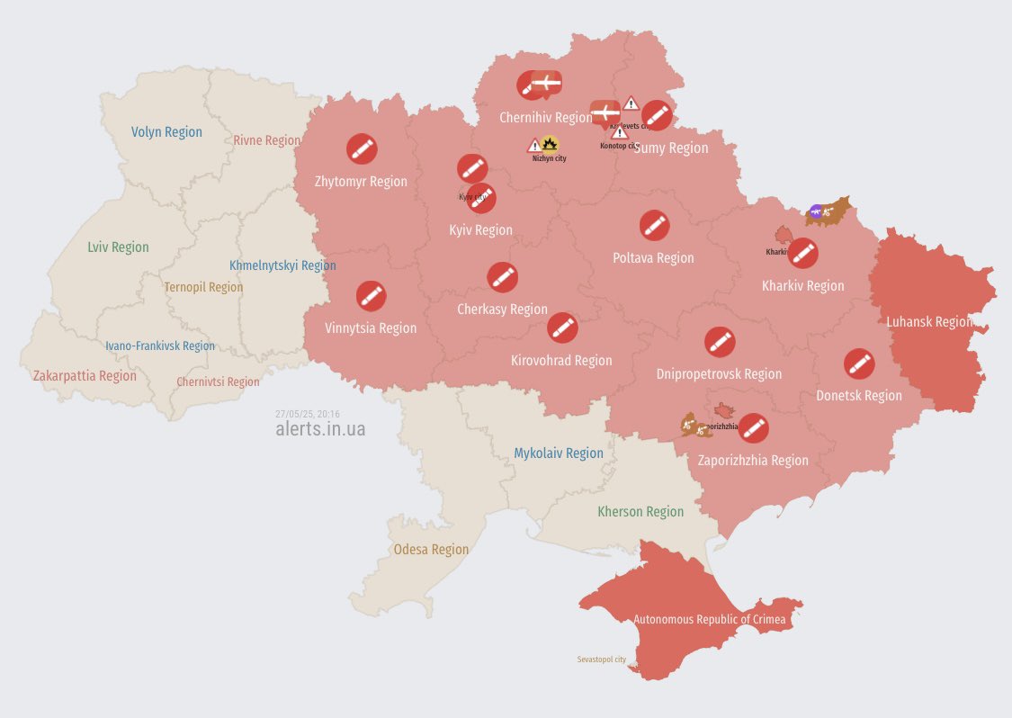 Current air attack situation in Ukraine