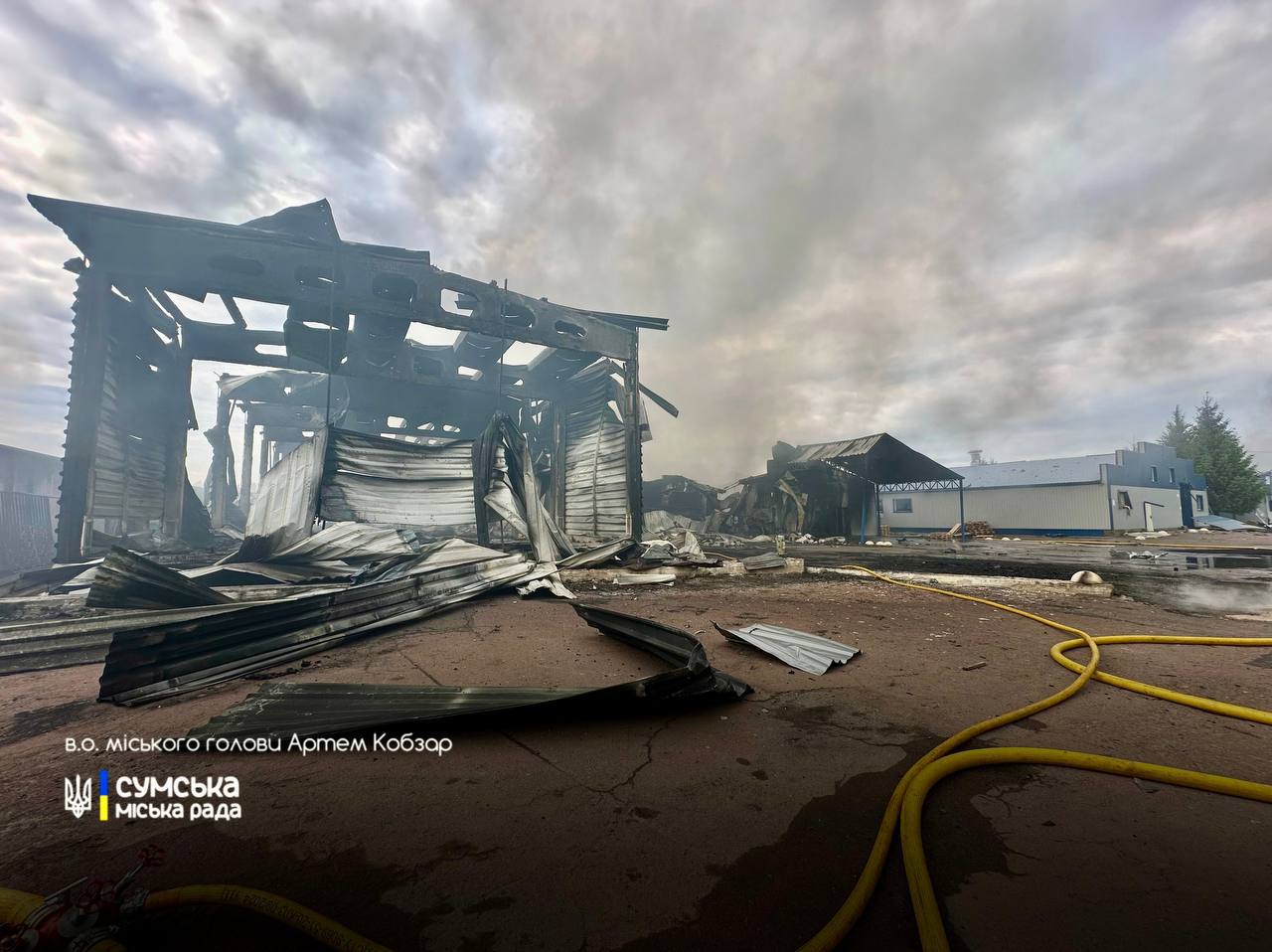 Drone attack damages production facility in Velyka Chernechchyna, Sumy