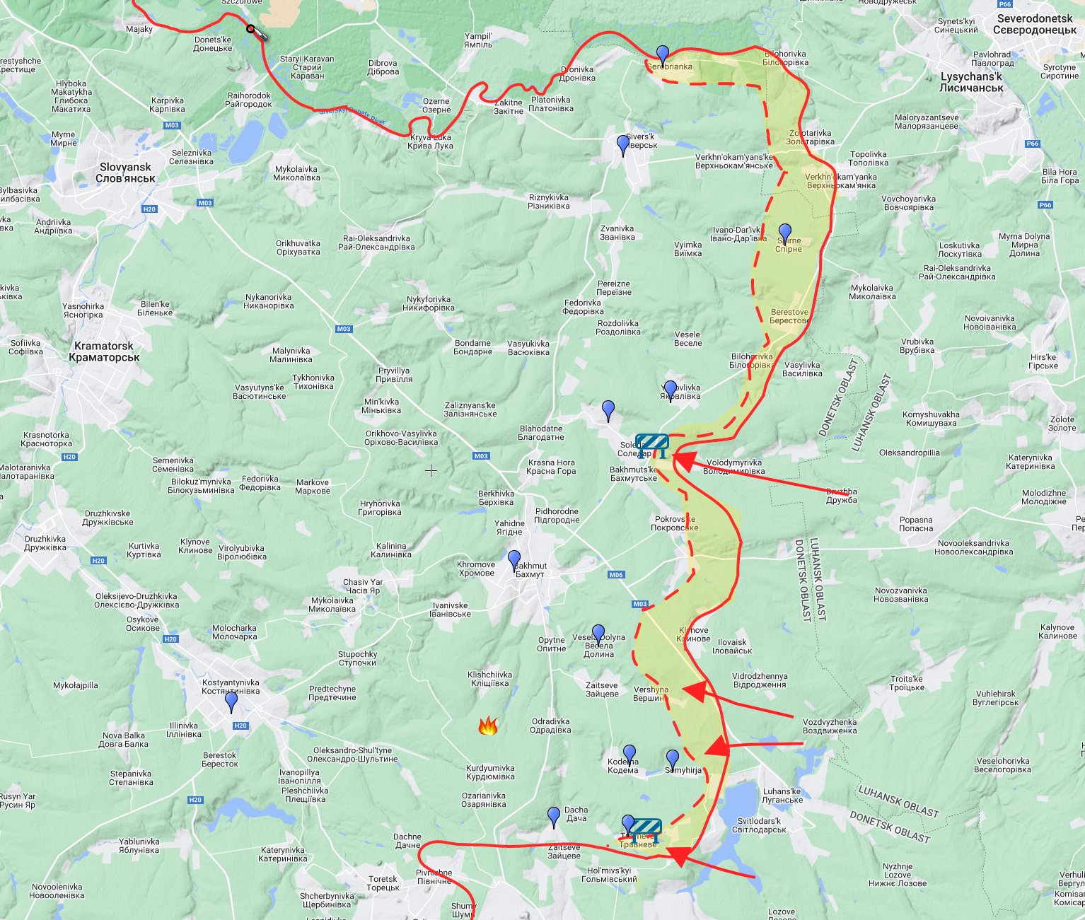 Wagner and militia encounter trouble near Vershyna and Travneve