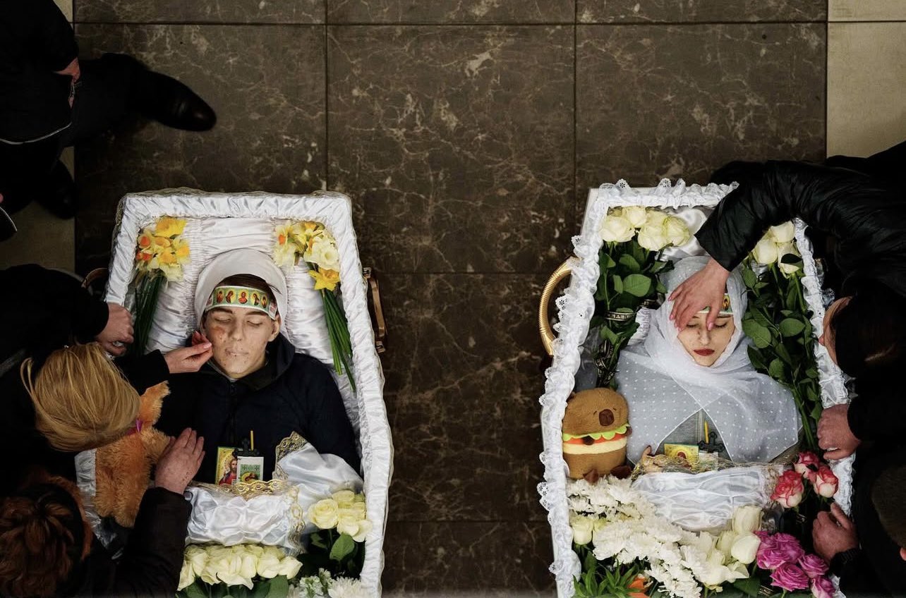 Funeral of children killed by Russian ballistic missile in Kryvyi Rih