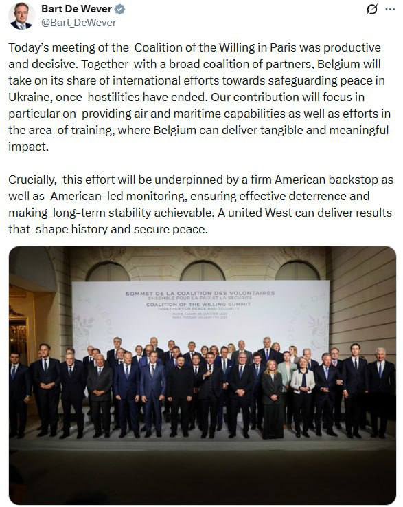 Belgium offers aviation, naval assets, and instructors to train Ukrainian forces post-war.