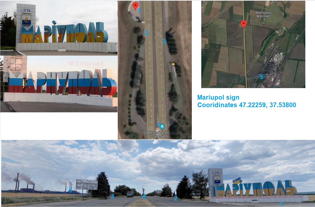 Russia repaints Mariupol city sign in Russian spelling