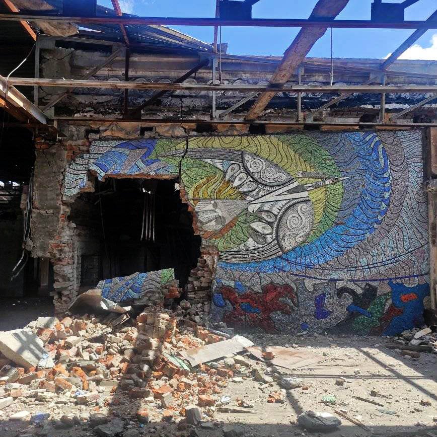 Russian occupiers destroy unique mosaics by Alla Horska in Mariupol