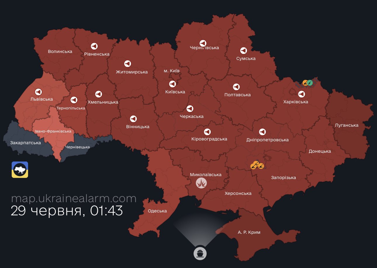 Russia launches mass Shahed drones and Kalibr missiles at Ukraine