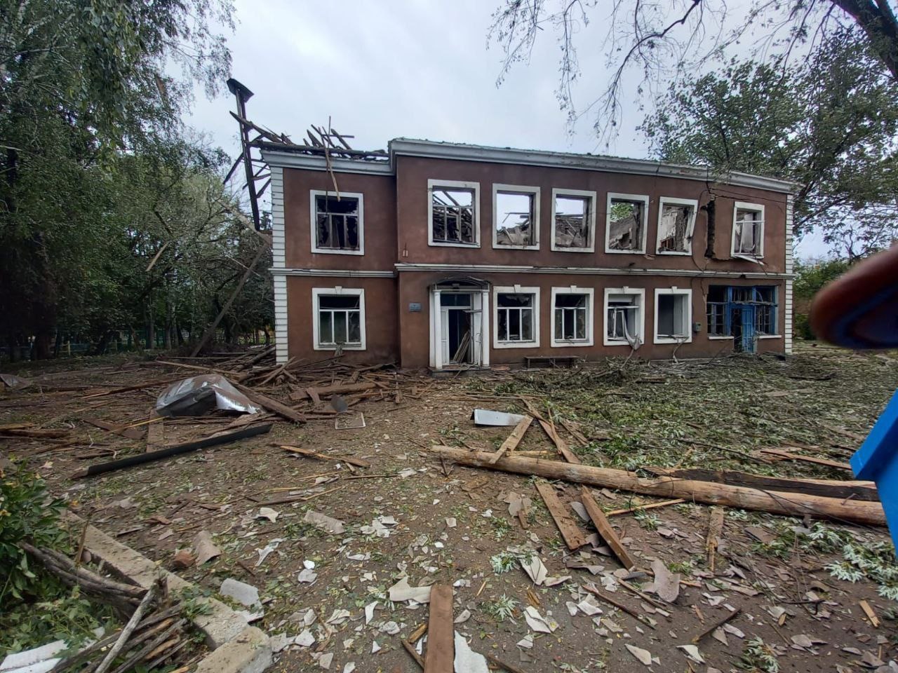 Damage to a school in Kramatorsk after a Russian attack