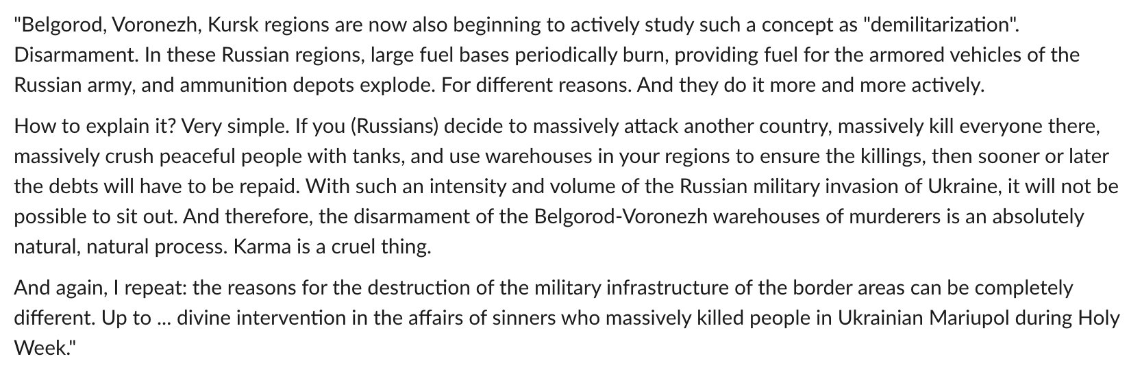 Zelensky advisor hints at Ukrainian strikes, speaks of “divine intervention”