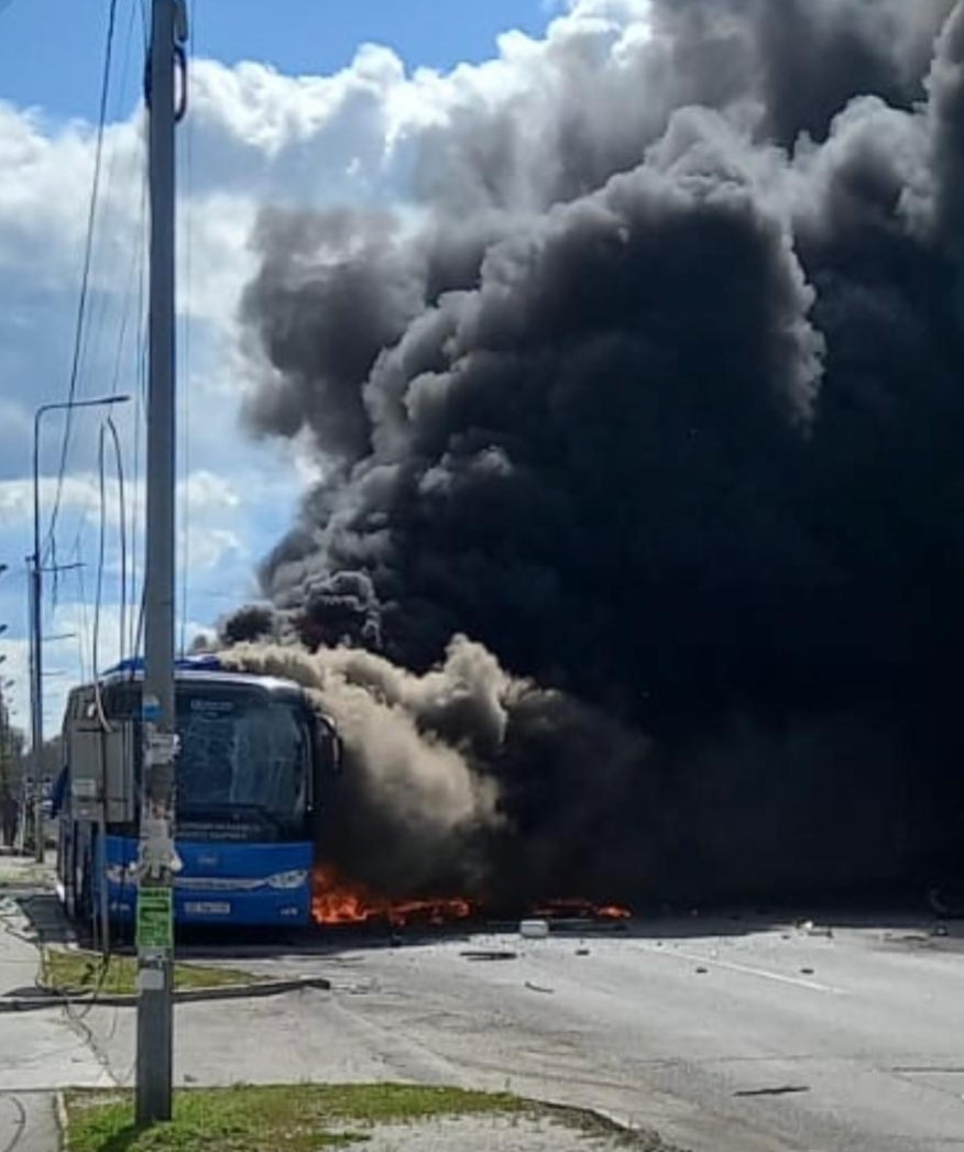 Vaccine Bus Destroyed by Enemy Shelling Near Dnipro