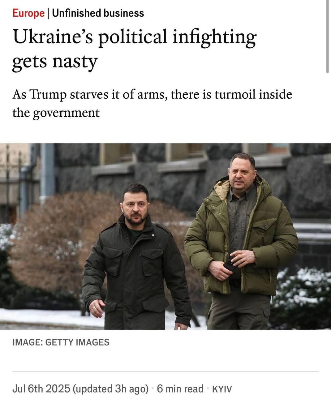 The Economist on Yermak’s influence: internal political drama and military shifts