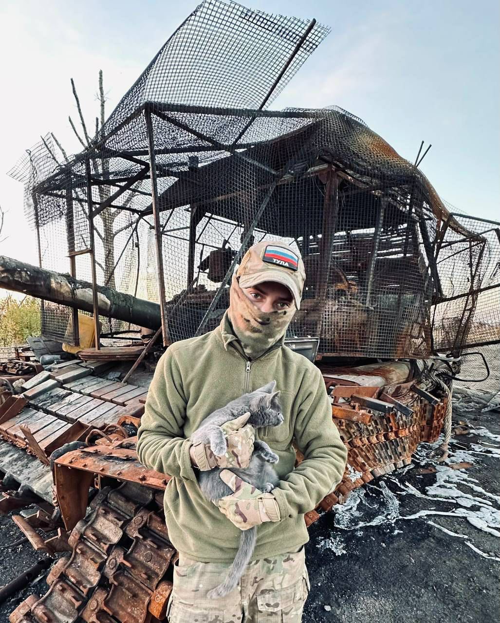 Destroyed Russian T-80BV near the front