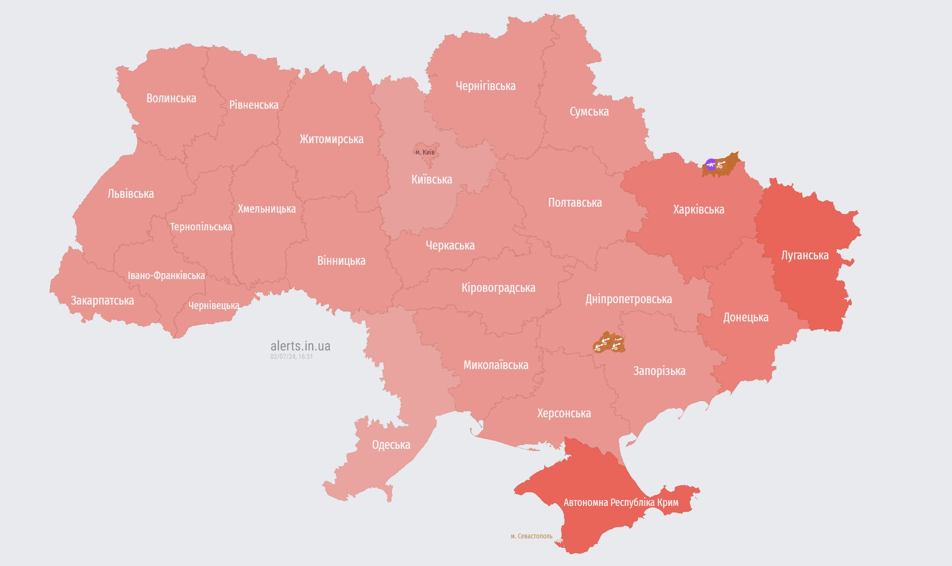 Missile threat across Ukraine