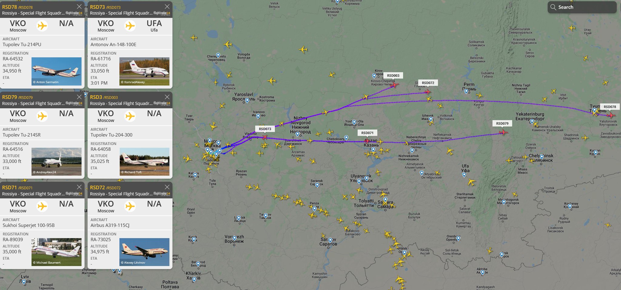 Russian planes en route to Novosibirsk