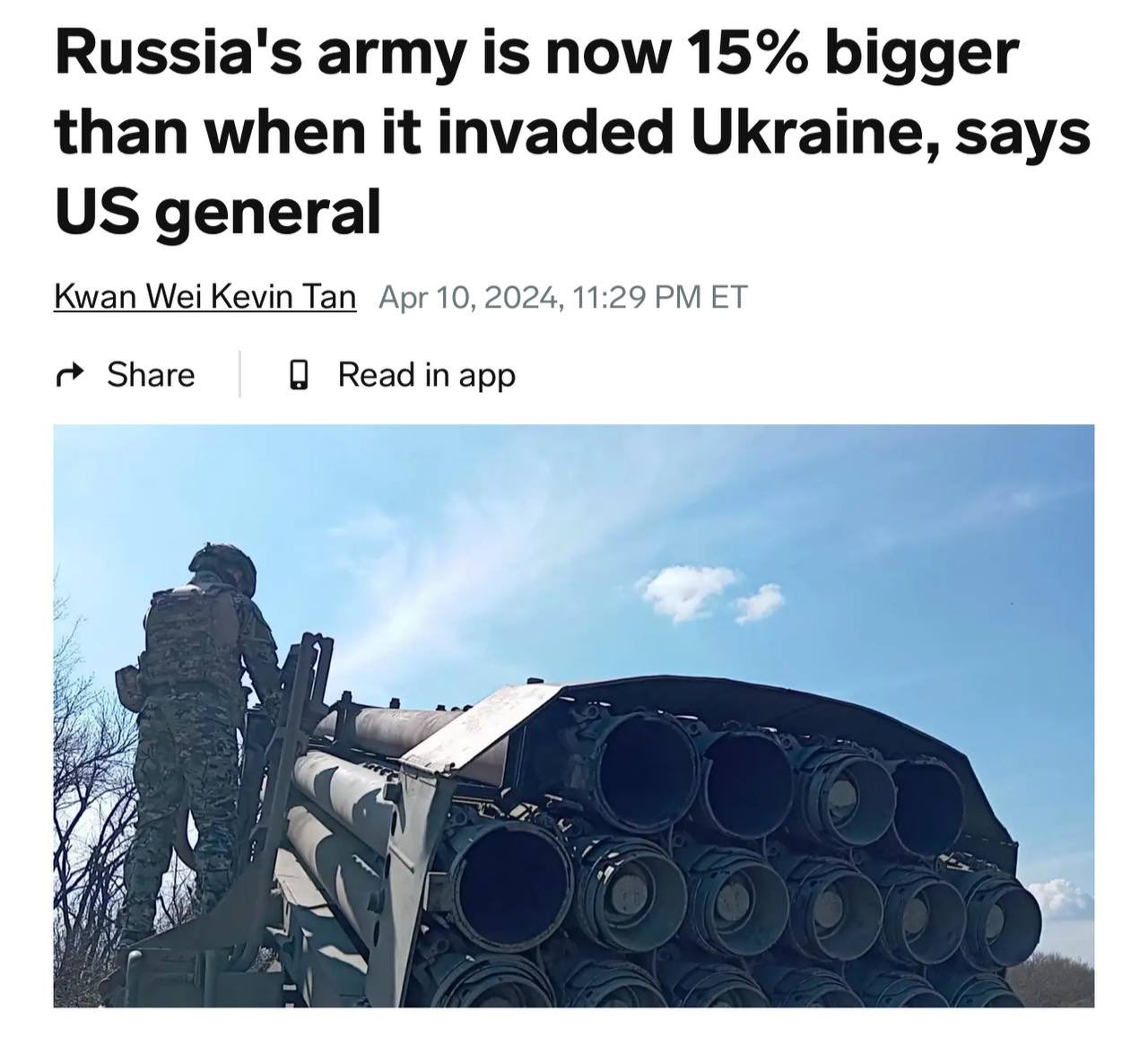 Russia’s Army Increased by 15% During Ukraine War, Says NATO Commander