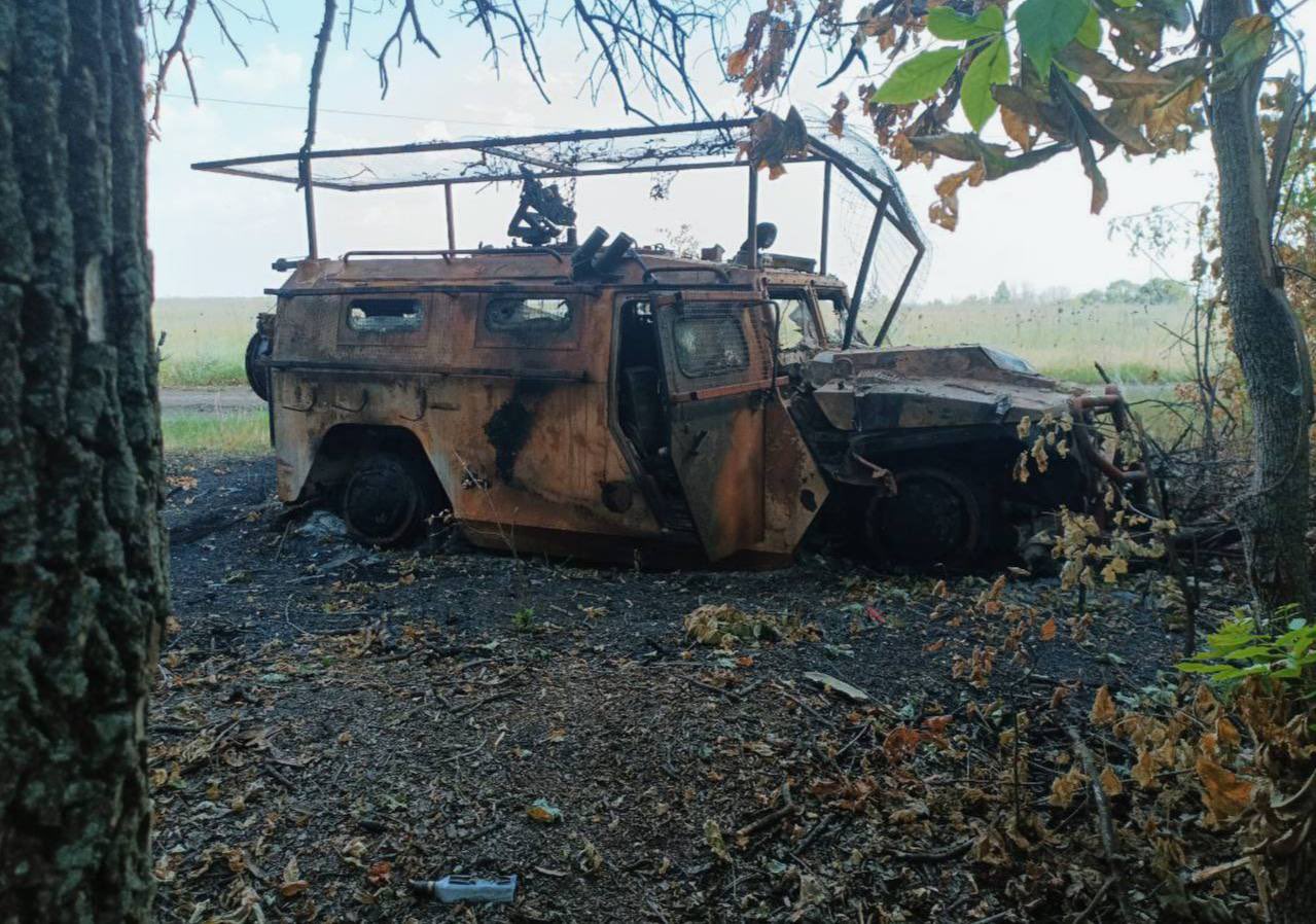 The Russian armored vehicle Tigr destroyed