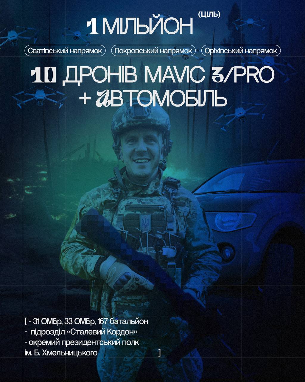 Fundraising for drones and a vehicle for servicing troops