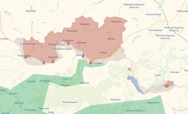 Enemy advances near Yablunivka, Yunakivka, Malynivka