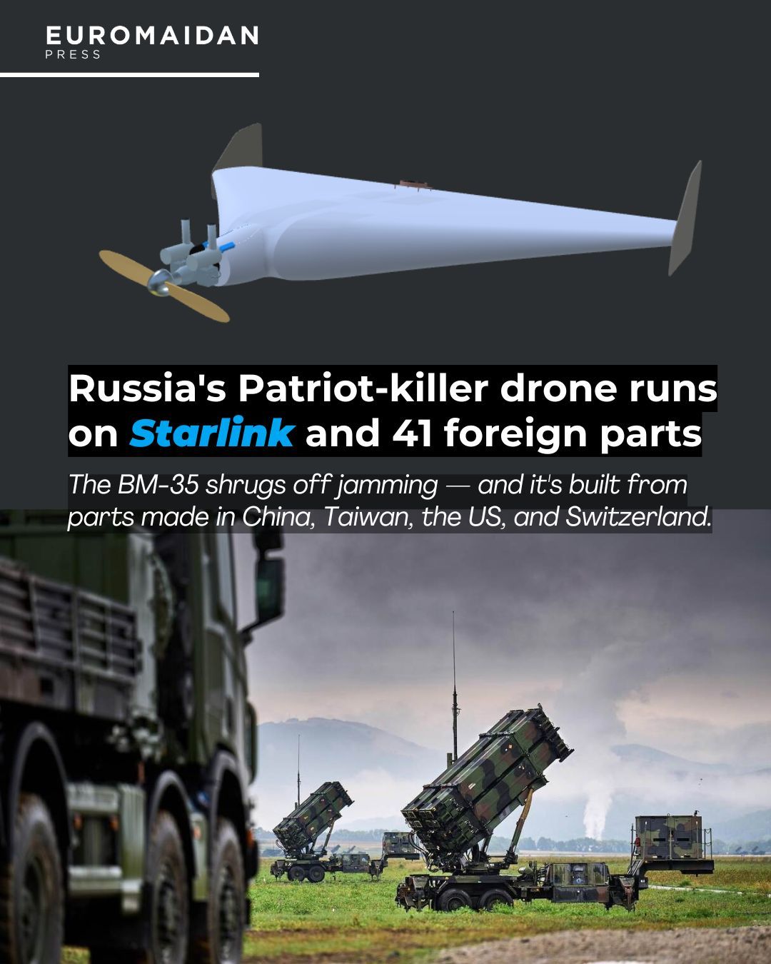 Russian drones masked against jamming with Starlink terminals