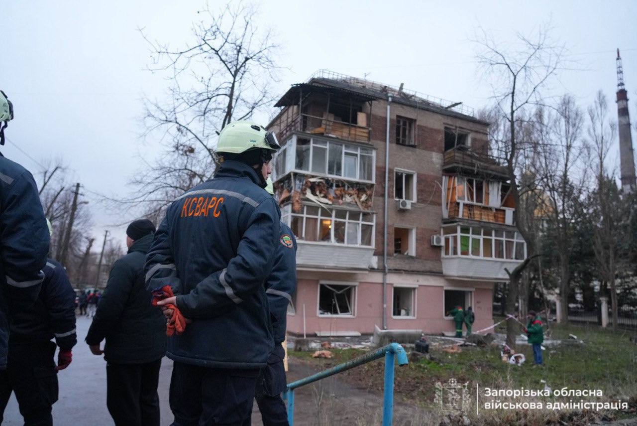 Aftermath of Russian strike on Zaporizhzhia
