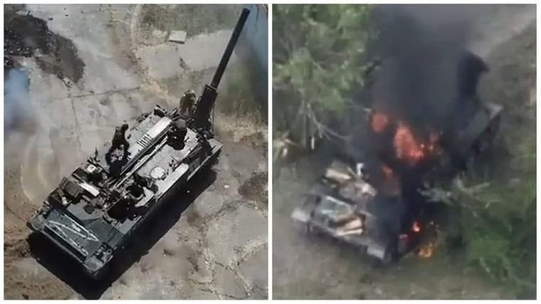 Ukrainian troops destroy Russian Pion artillery after location leak