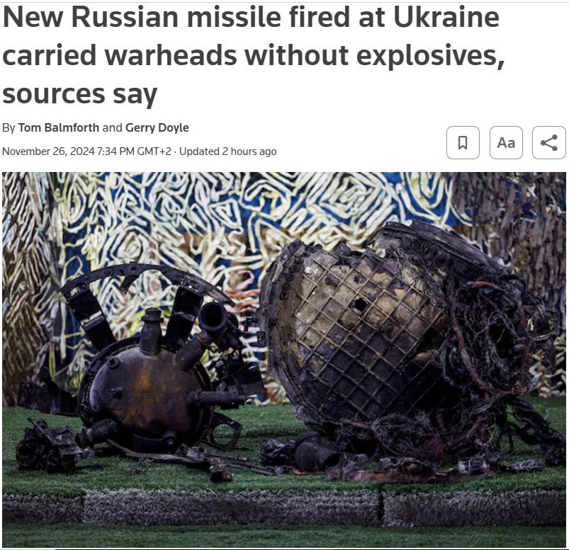 Russian Oreshnik missile fired at Dnipro carried dummy warheads, causing minor damage