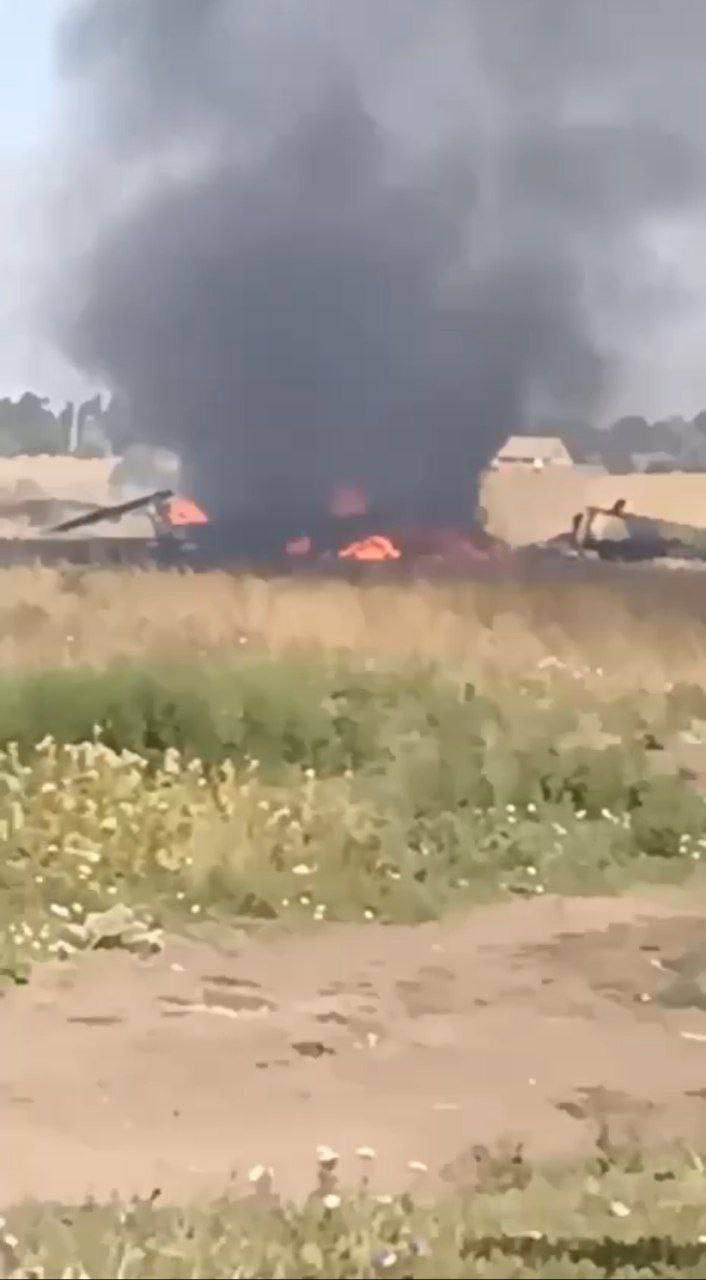 Photo of the Russian Mi-8 crash site near Donetsk