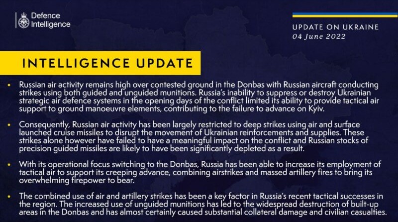 British Defense Intelligence Update June 4 2022