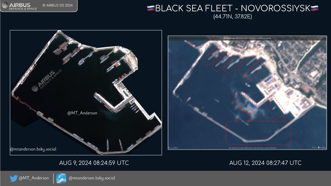 Satellite imagery of the Russian Black Sea Fleet in Novorossiysk