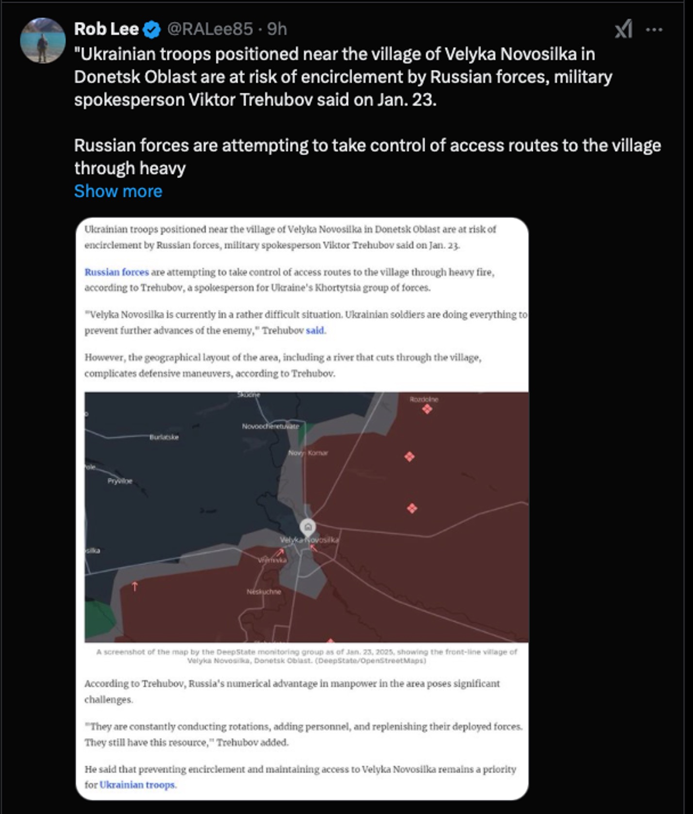 Velyka Novosilka: Allegedly encircled troops from the 110th Mechanized Brigade