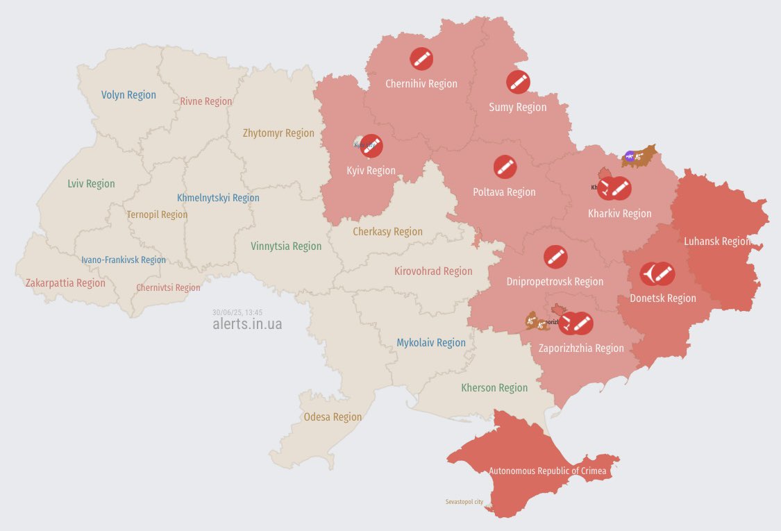Ballistic missile threat to red zones from Kursk