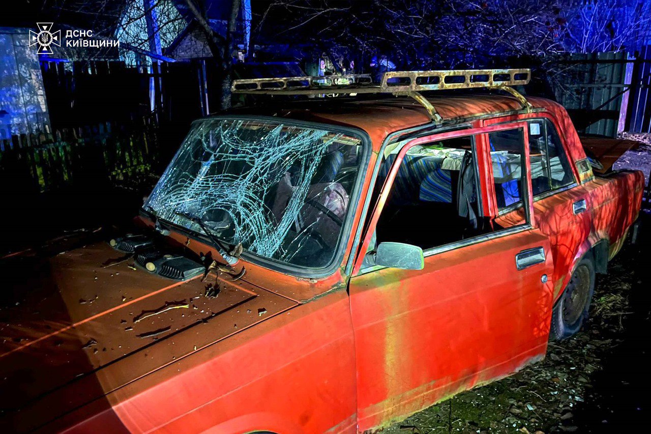 Damage from a Russian UAV on a Kyiv car museum