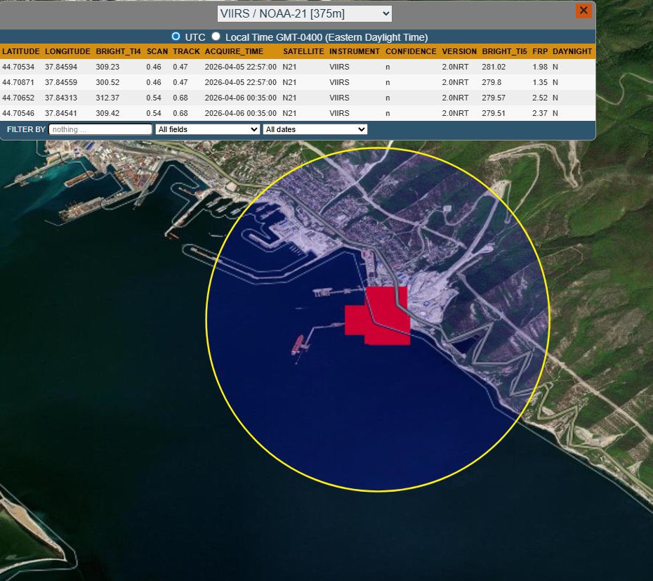 Fire in Novorossiysk after Ukrainian drone strike