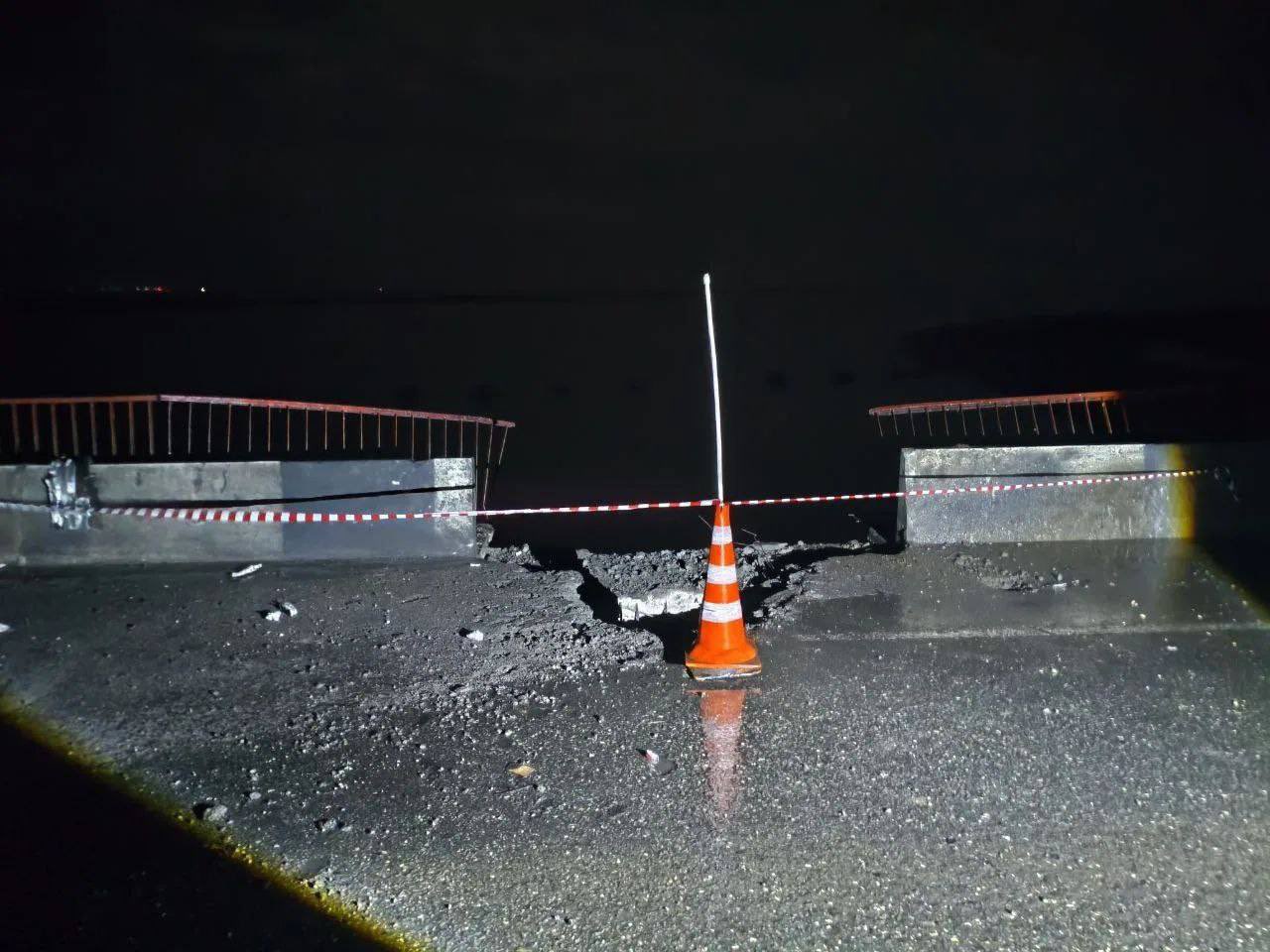 Drone struck the road bridge over Lake Syvash