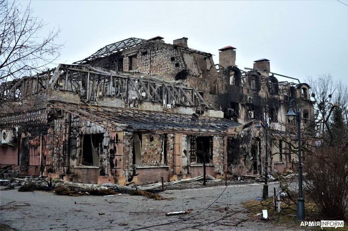 Destruction in Myla near Bucha, Kyiv Oblast