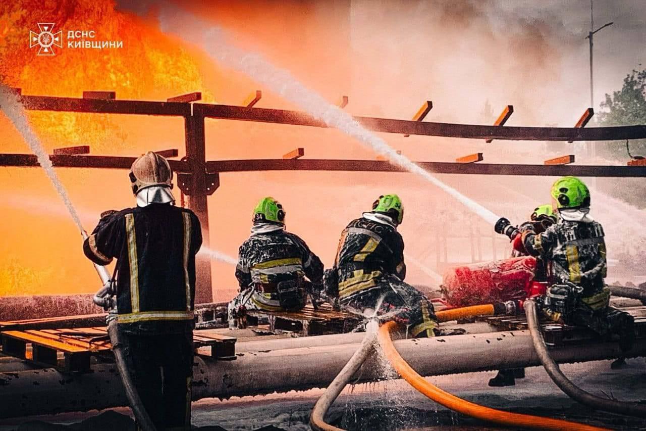 Fire at industrial site in Kyiv region enters third day