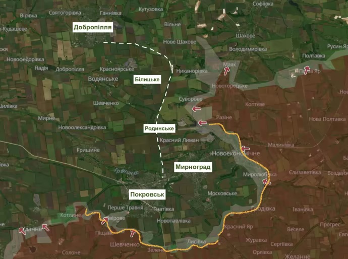 Ukrainian troops near Pokrovsk and Myrnohrad risk encirclement