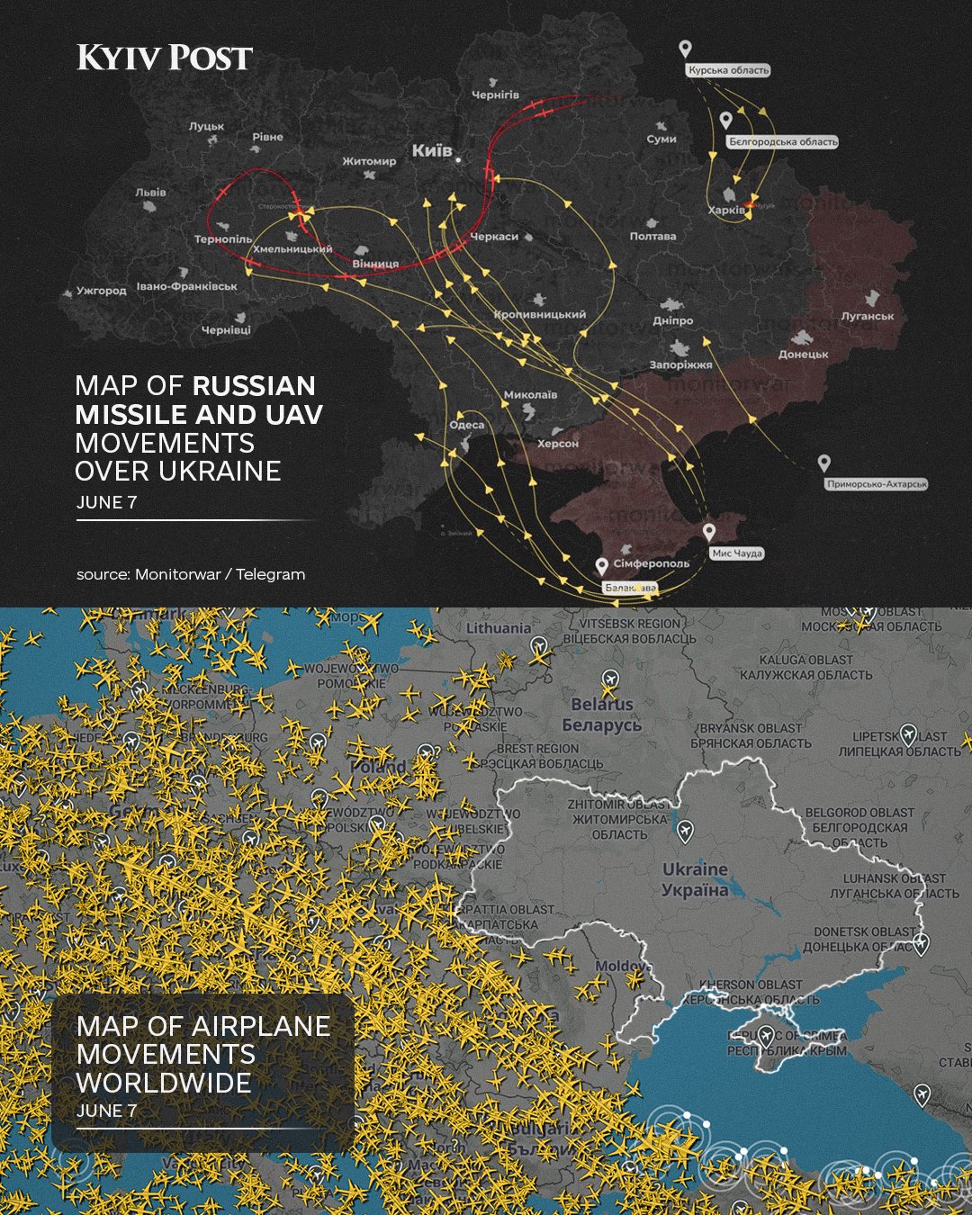 Two worlds: global flights vs Russian missiles over Ukraine