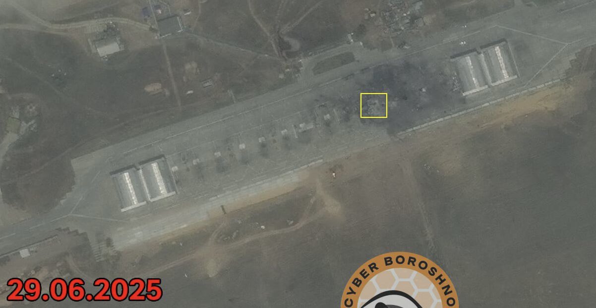 Satellite image of drone strike on Russian airfield