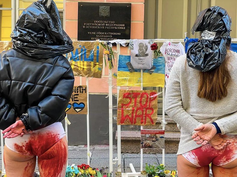Protest against Russian rapes in Ukraine in Tallinn