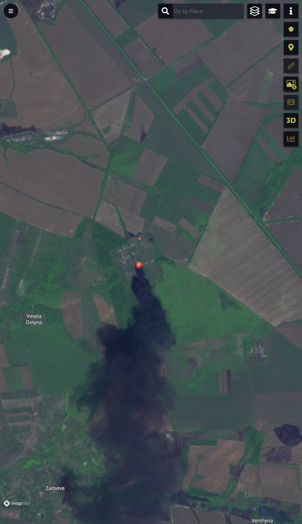 Electric transformer on fire near Bakhmut due to damaged civilian infrastructure