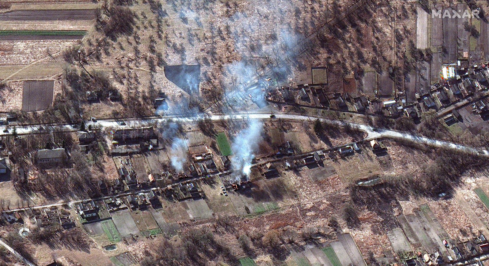 Destroyed civilian infrastructure at specific coordinates