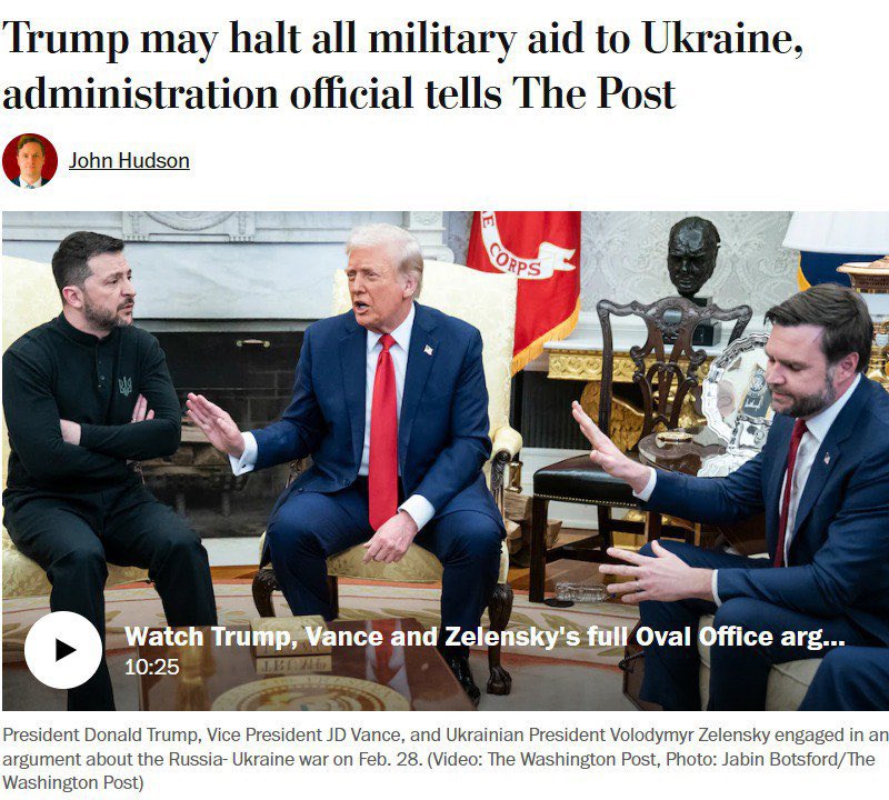 Trump considers halting Ukraine military aid