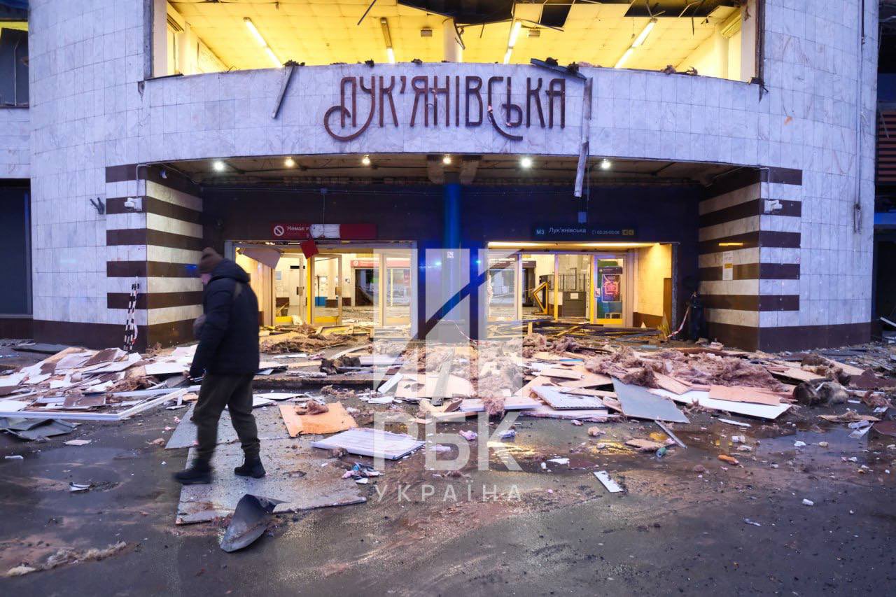 Lukianivska metro station after shelling